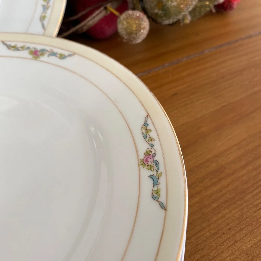 Noritake Roseleigh Fruit/DessertBowls & Bread/Butter plates Vintage 10pc.